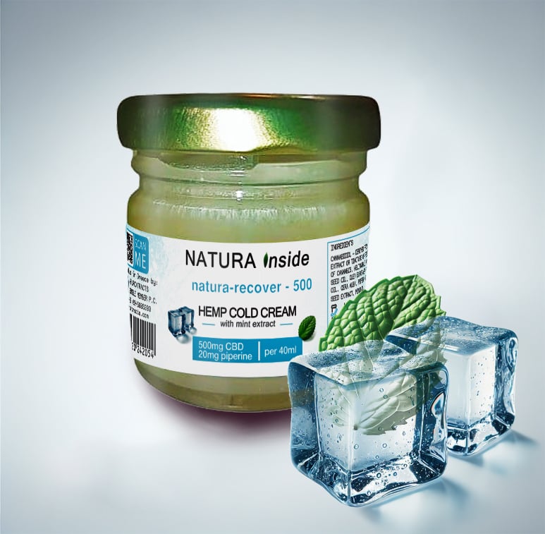 Natura Inside Hemp Cold Cream – 500mg CBD, 20mg Piperine & Mint Extract, 40ml