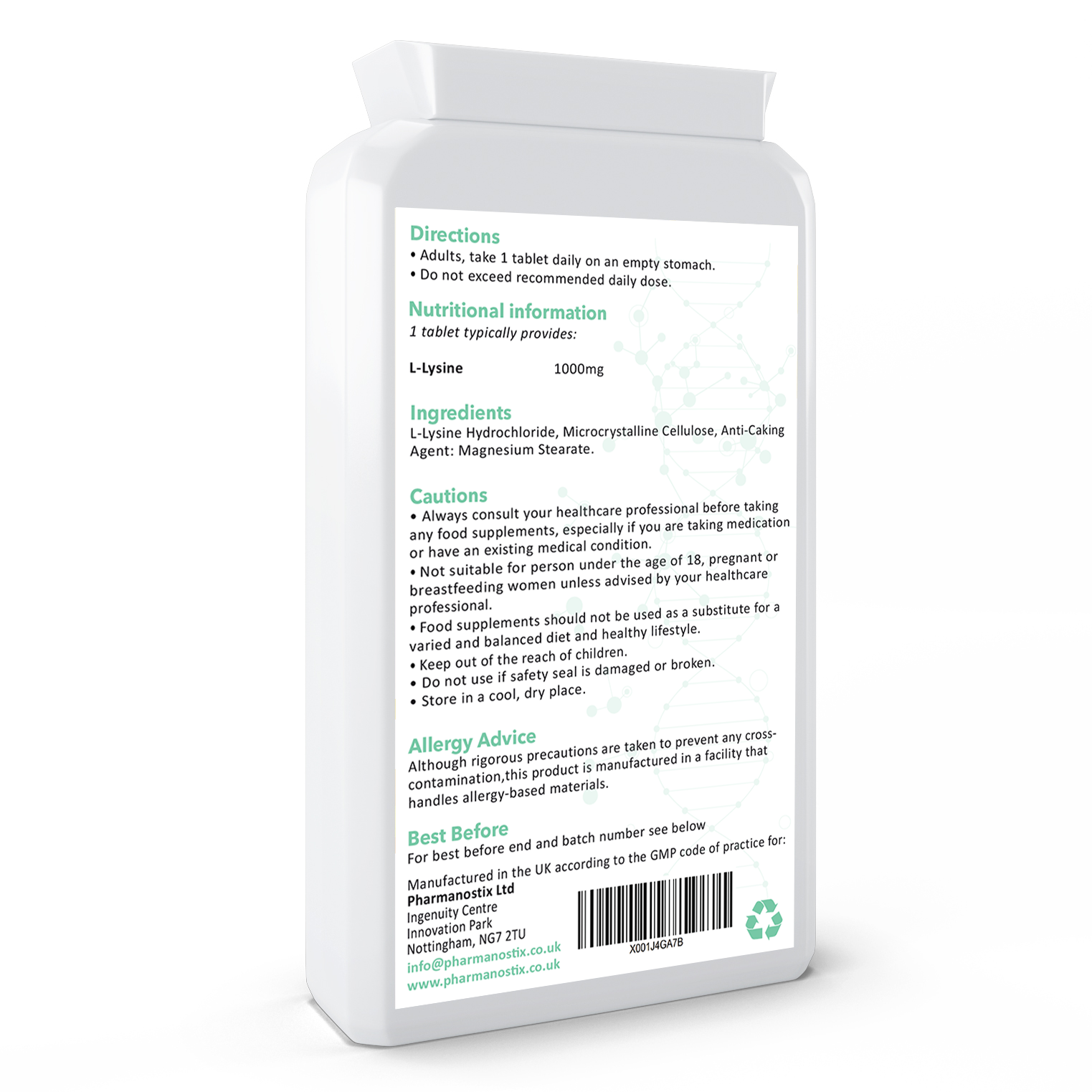 L-Lysine Tablets 1,000mg 90 Tablets