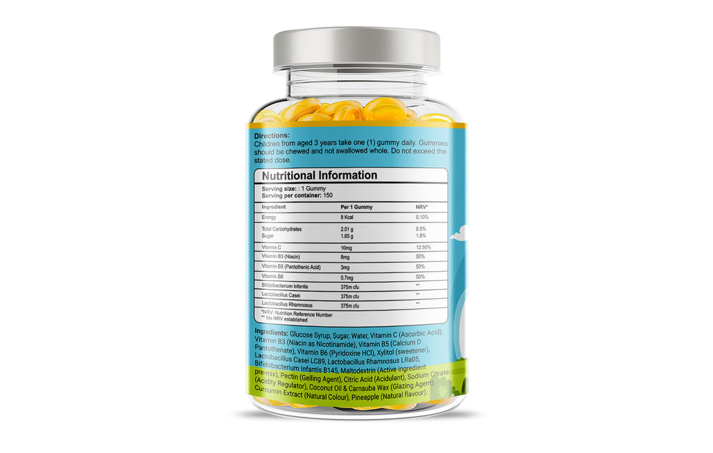 Kids Probiotics Plus Vegan Gummies - 150 Natural Pineapple Flavour