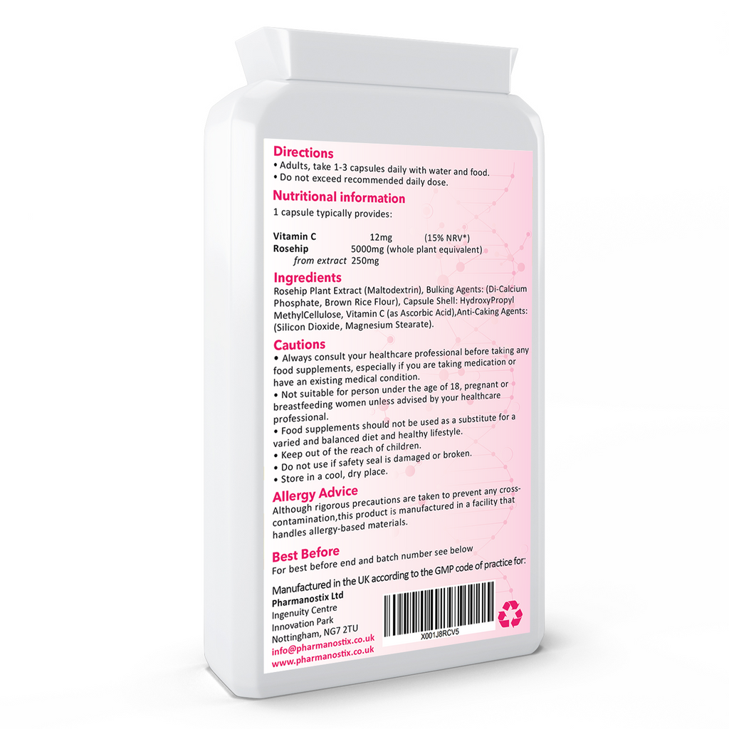 Rosehip Plus 5000mg with Vit C- 120 Vegan Capsules